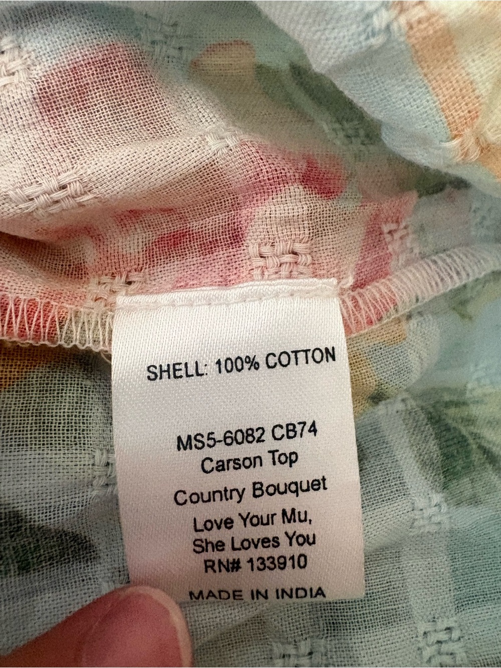 Show Me Your MuMu NWT Women’s Carson Top Country Bouquet 100% Cotton Sz S - Picture 5 of 6